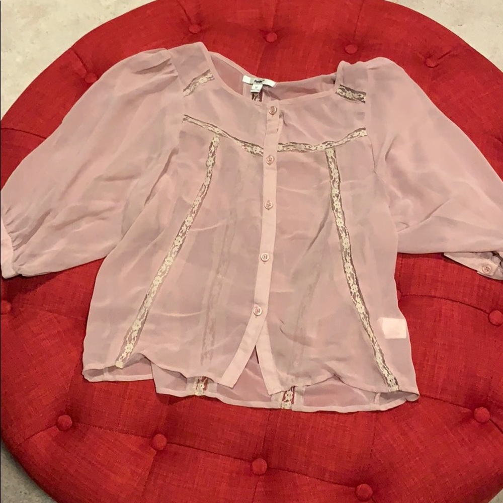Sheer pink peasant top